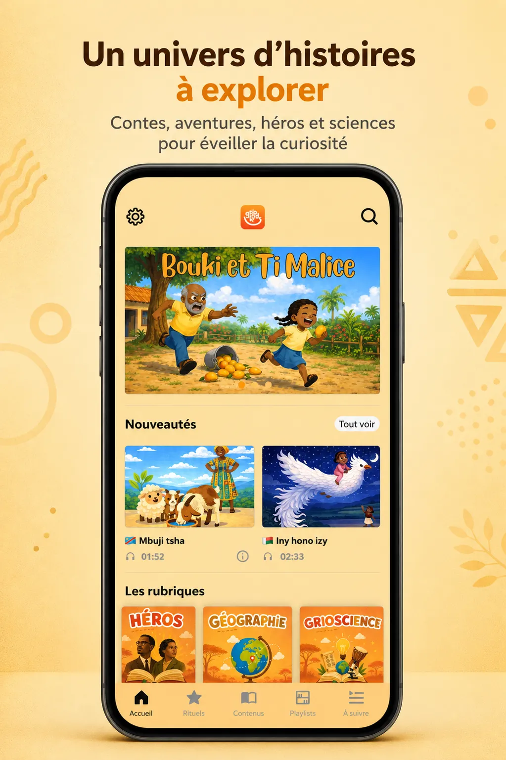 Les contes, héros et sciences disponibles dans GrioKids